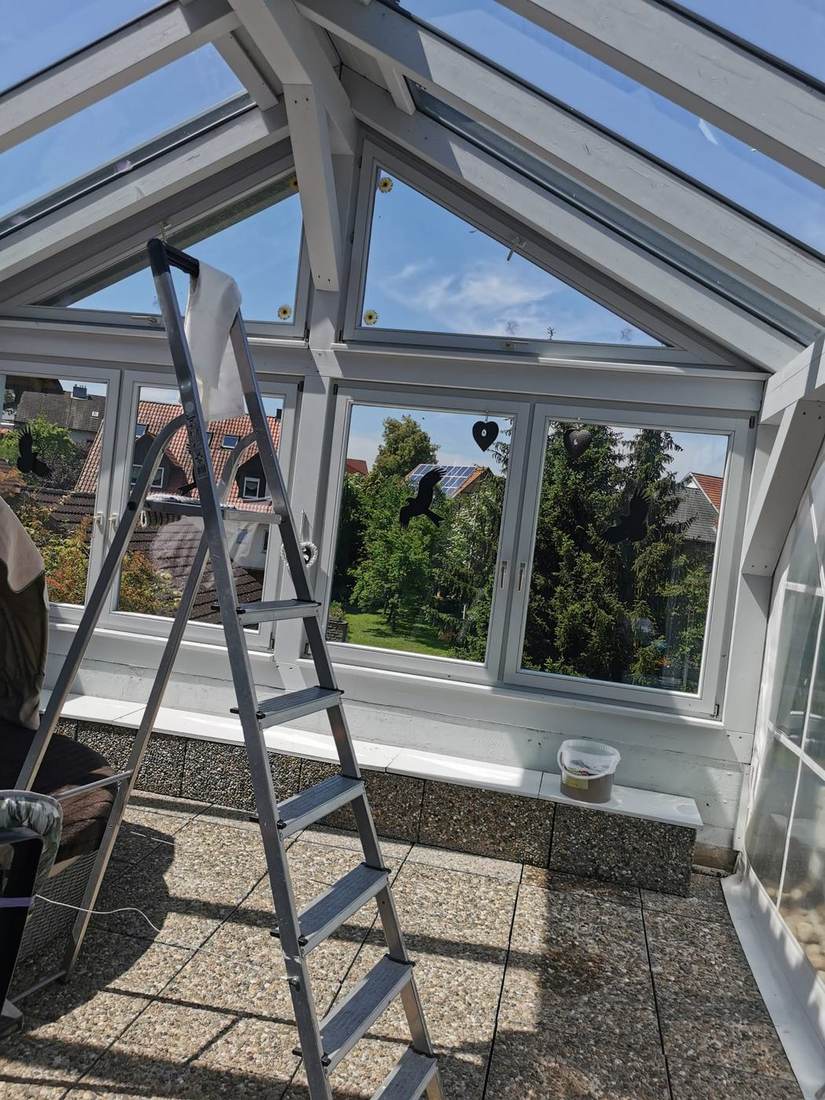Fensterreinigung im Wintergarten