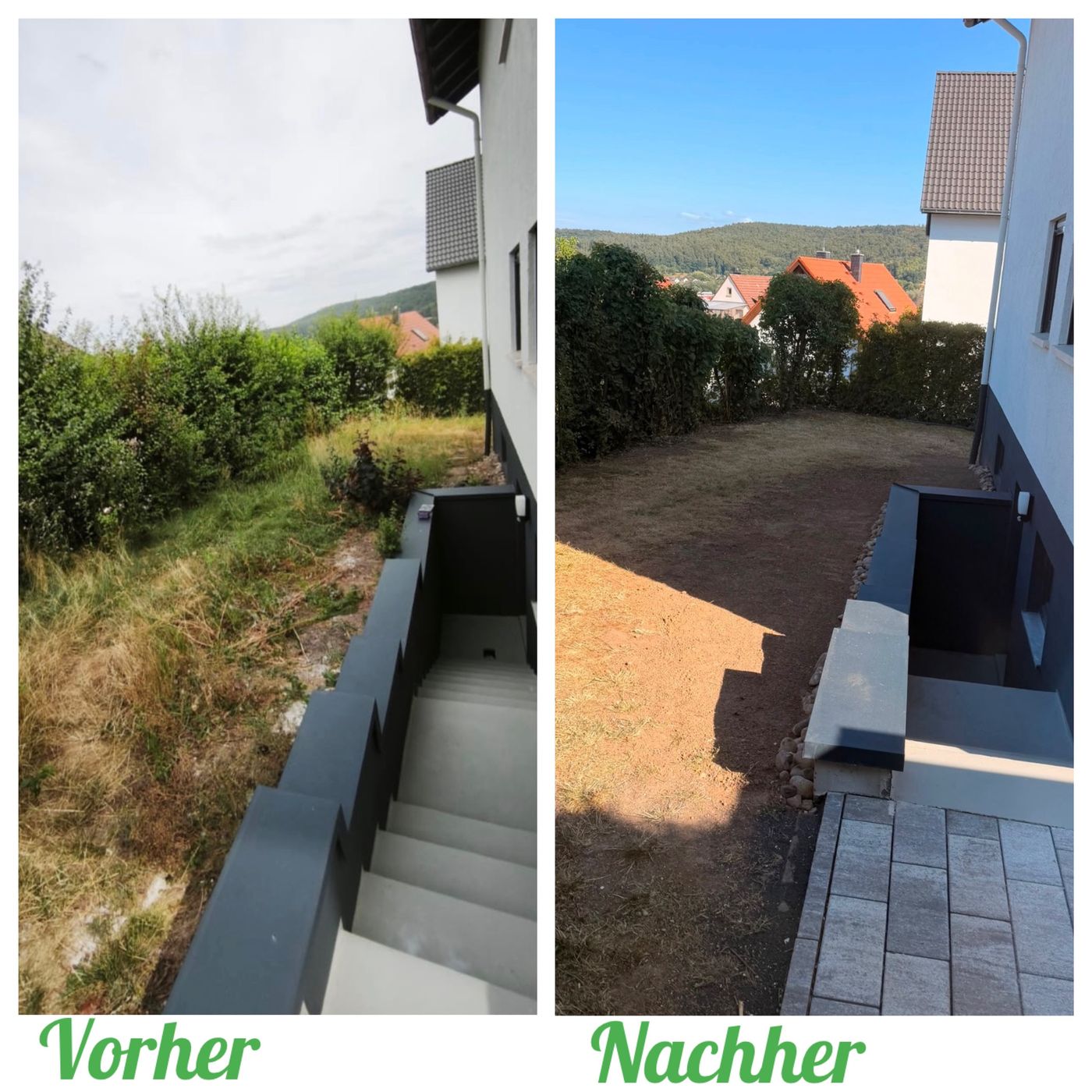 Vorher-Nachher: Terrasse und Garten